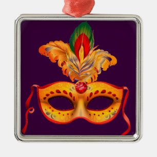 Mardi gras, lila Maskerade Silbernes Ornament