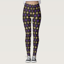 MARDI GRAS LILA SCHWARZE GOLD AKTIVE LEGGINGS