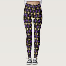 MARDI GRAS LILA SCHWARZE GOLD AKTIVE LEGGINGS