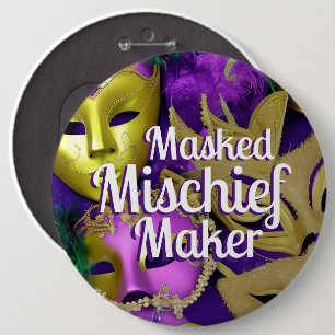 Mardi Gras Lila und Goldmasquerade Masqueras Button