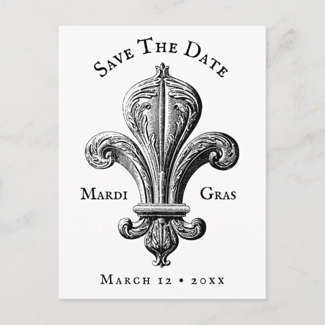 Mardi Gras Lilie Black and White Postcard Postkarte (Vorderseite)