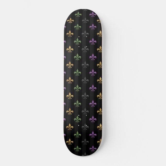 Mardi Gras Lilie Dark Vertical Skateboard (Vorderseite)