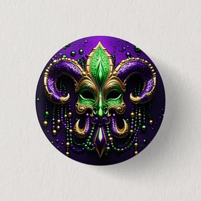 Mardi Gras Lilie Design Button (Vorderseite)