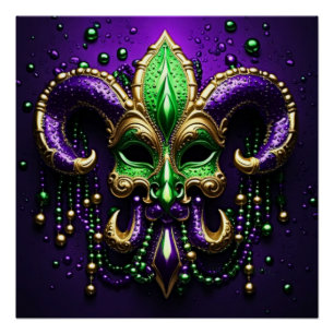 Mardi Gras Lilie Design Poster