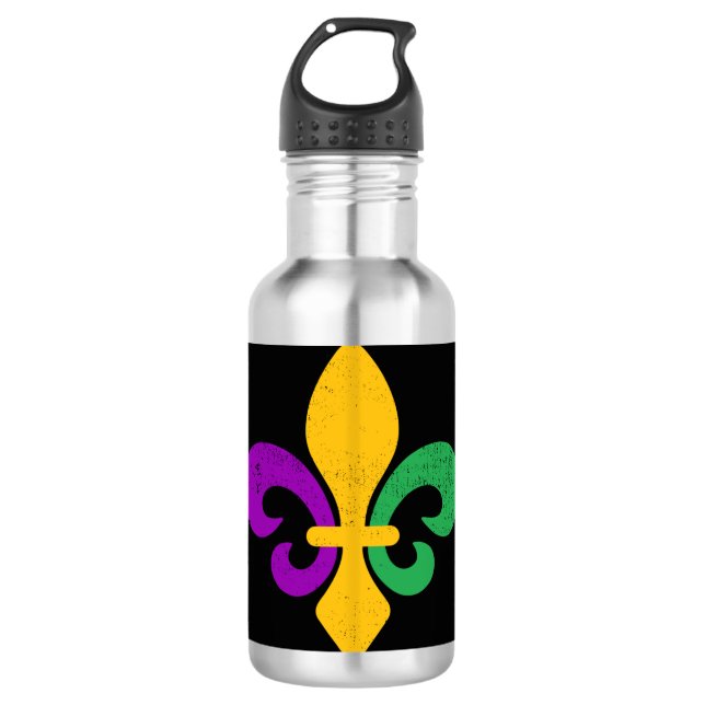 Mardi Gras Lilie Edelstahlflasche (Vorderseite)