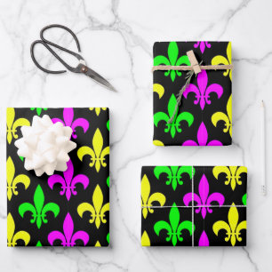 Mardi Gras Lilie Geschenkpapier Set