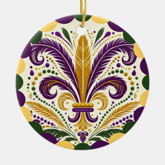 Mardi Gras Lilie Keramik Ornament (Vorne)