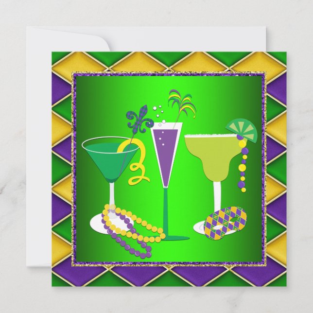 Mardi Gras Lilie Mardi Gras Party Einladung (Vorderseite)