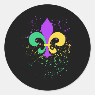 Mardi Gras Lilie Paint Spritzer Nola Runder Aufkleber