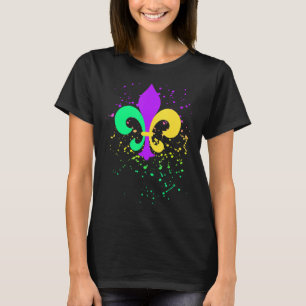Mardi Gras Lilie Paint Spritzer NOLA T-Shirt