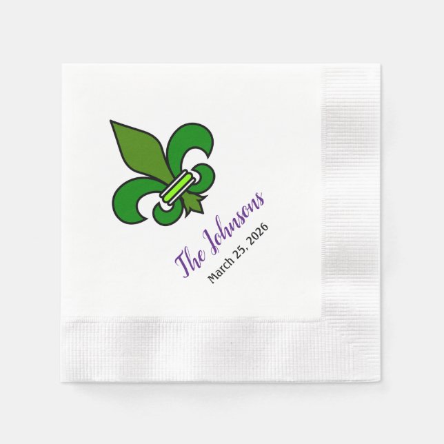Mardi Gras Lilie Paper Party Napkins Serviette (Vorderseite)