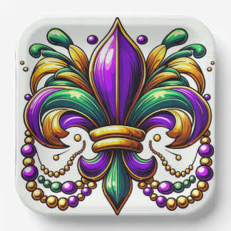 Mardi Gras Lilie Pappteller