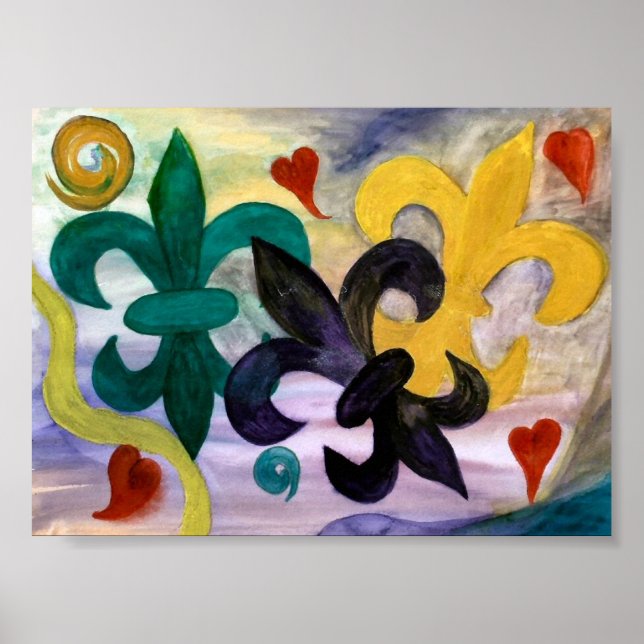 Mardi Gras Lilie Print Poster (Vorne)
