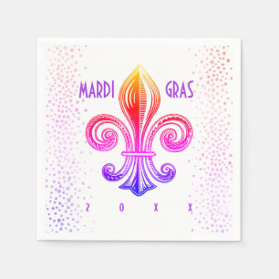 Mardi Gras Lilie Rainbow Confetti Serviette