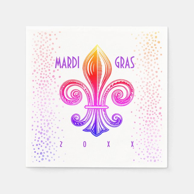 Mardi Gras Lilie Rainbow Confetti Serviette (Vorderseite)
