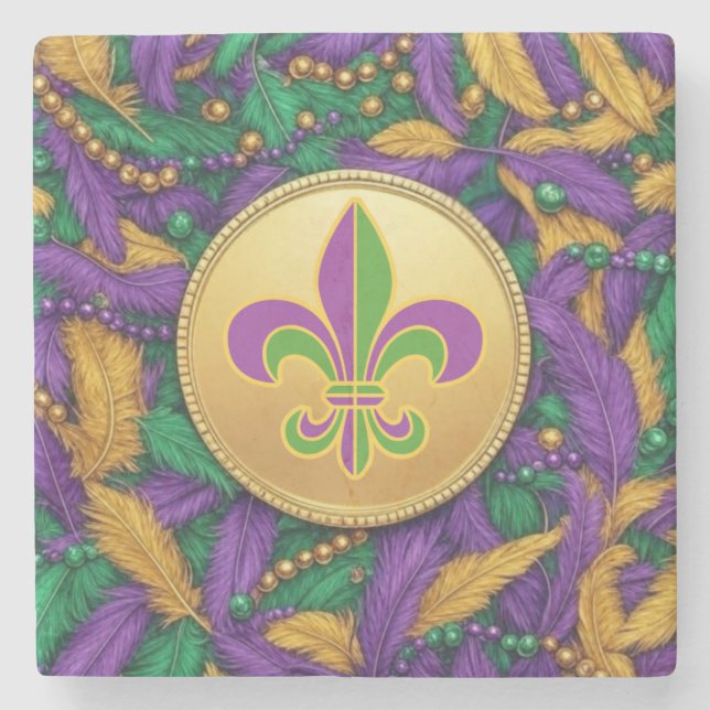 Mardi Gras Lilie Steinuntersetzer (Vorderseite)