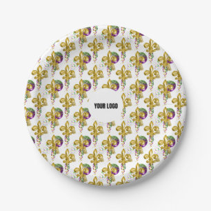 Mardi Gras Lily Festival Custom Plate White Gold Pappteller