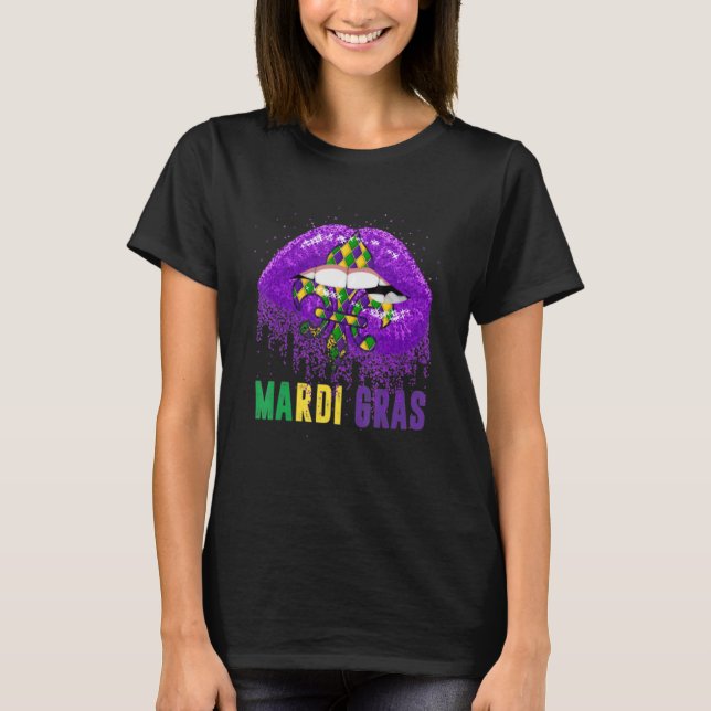Mardi Gras Lips Mardi Gras Kostüme T-Shirt (Vorderseite)