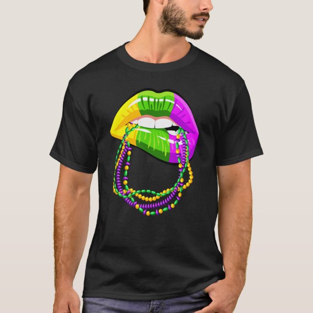 Mardi Gras Lips Queen Beads outfit for women Carni T-Shirt (Vorderseite)