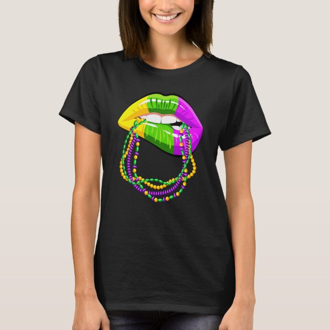 Mardi Gras Lips Queen Beads outfit for women Carni T-Shirt (Vorderseite)