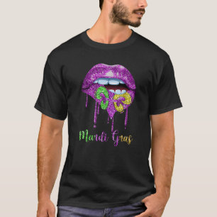 Mardi Gras Lips Queen Carnival Kostüm Lila T-Shirt