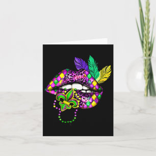 Mardi Gras Lips Queen Carnival Trendy 2024 Leopard Karte