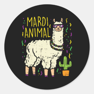 Mardi Gras Llama Party Fantastische Bergwelten im Runder Aufkleber