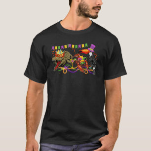 Mardi Gras Louisiana Crawfish Crocodile Pelican T-Shirt