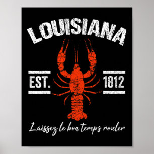 Mardi Gras Louisiana Crawfish T-Shirt New Orleans Poster