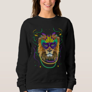 Mardi Gras Löwenpolygon mit Maskenperlen Sweatshirt