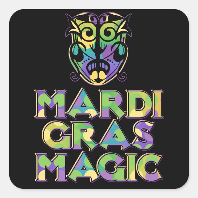 Mardi Gras Magic Mask Quadratischer Aufkleber (Vorderseite)