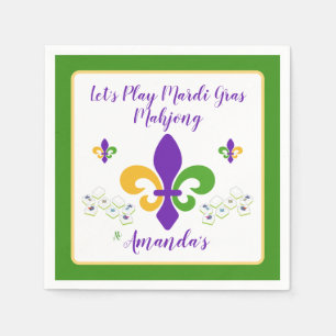 Mardi Gras Mahjong NAME Grün Gold Lila Fleur de Serviette
