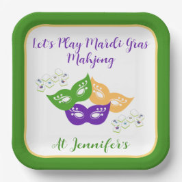 Mardi Gras Mahjong PERSONALIZE Green Gold Purple Pappteller