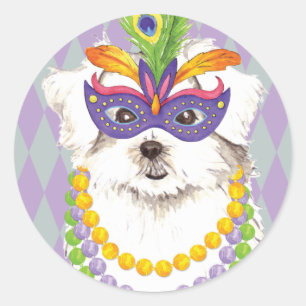 Mardi Gras Maltese Runder Aufkleber