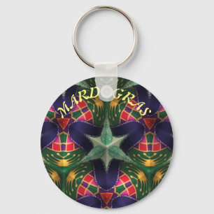 Mardi Gras, Mandala-Muster farbenfroh Schlüsselanhänger