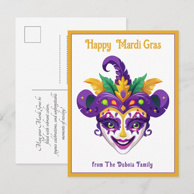 💚 💜 💛 Mardi Gras Mardi Shenanigans Postkarte (Vorne/Hinten)