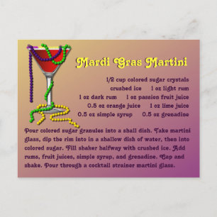 Mardi Gras Martini Recipe Postkarte