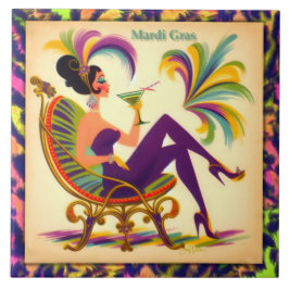Mardi Gras Martini Woman Fliese