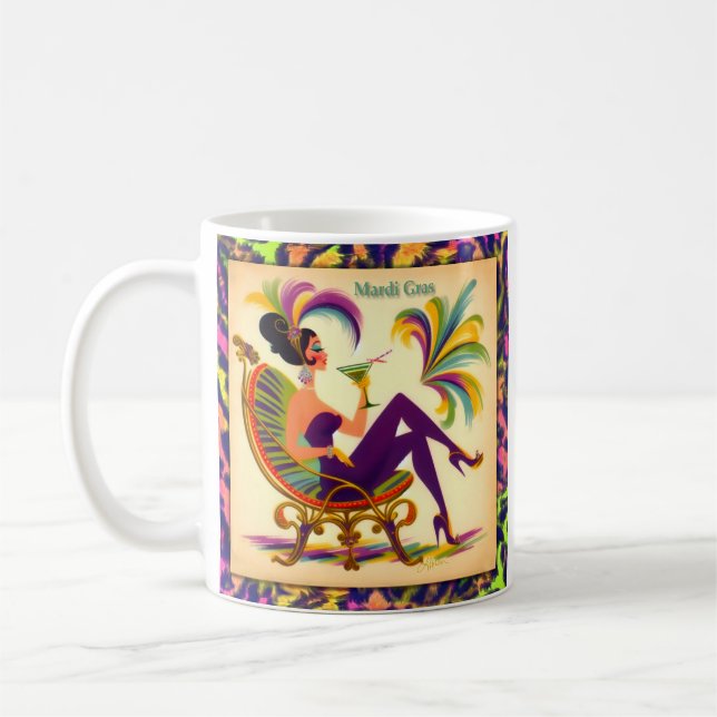 Mardi Gras Martini Woman Kaffeetasse (Links)
