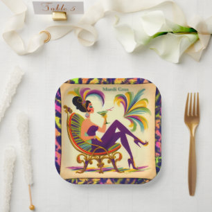 Mardi Gras Martini Woman Pappteller