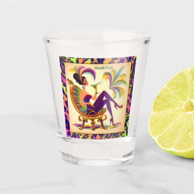 Mardi Gras Martini Woman Schnapsglas (Vorderseite)