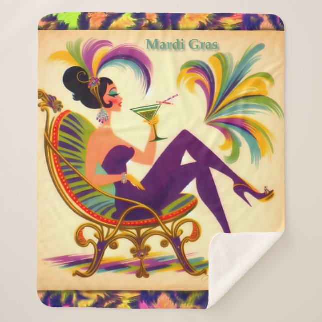 Mardi Gras Martini Woman Sherpadecke (Vorderseite)