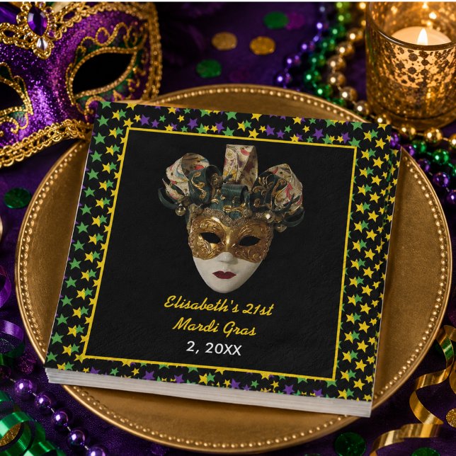 Mardi Gras Mask 21. Geburtstag Party Serviette (Mardi Gras Mask 21st Birthday Party Napkins)