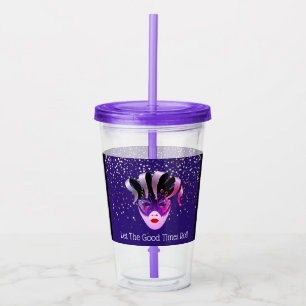 Mardi Gras Mask Acrylic Tumbler & Straw Acryltrinkbecher