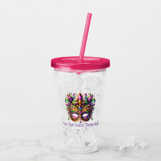 Mardi Gras Mask Acrylic Tumbler & Straw Acryltrinkbecher
