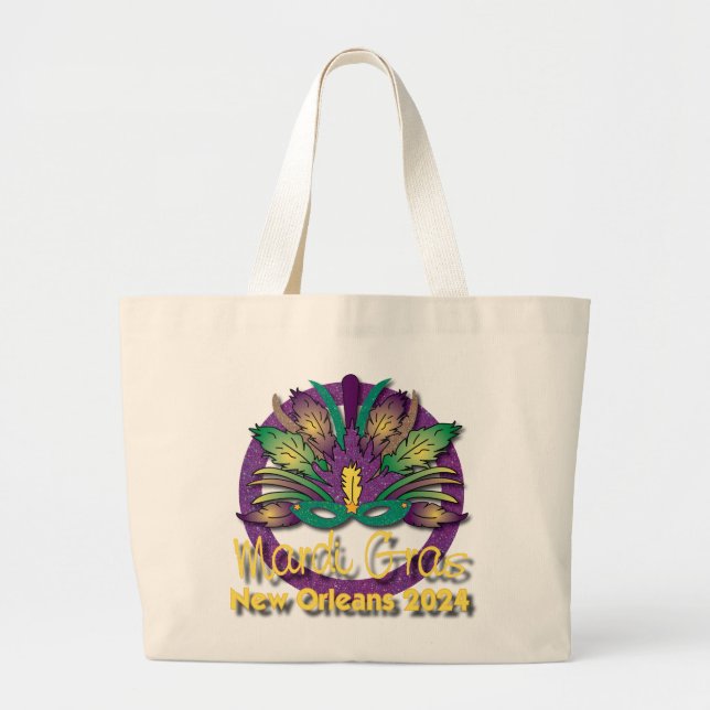 Mardi Gras Mask Bag 2024 - New Orleans Jumbo Stoffbeutel (Vorne)