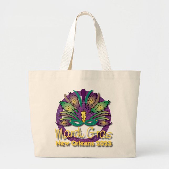 Mardi Gras Mask Bag 2025 - New Orleans Jumbo Stoffbeutel (Vorne)