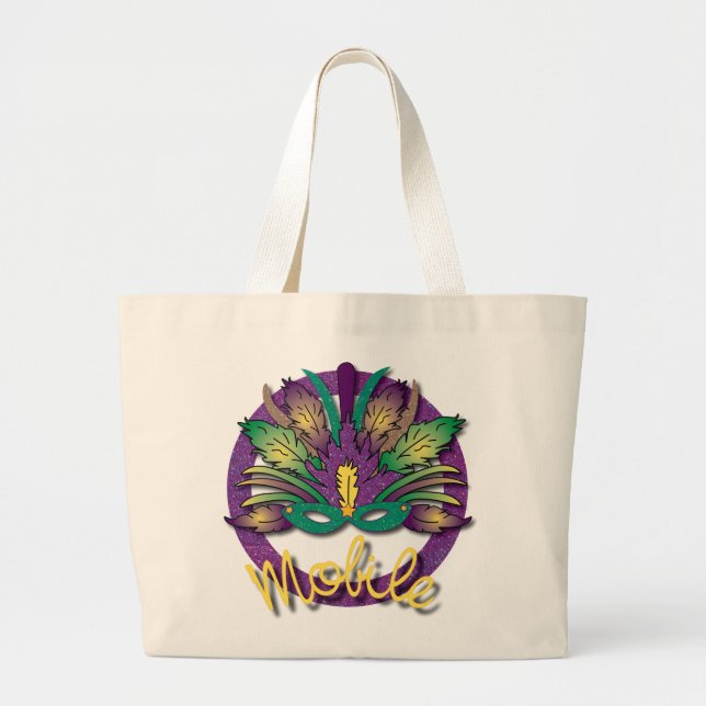 Mardi Gras Mask Bag - Mobile, AL Jumbo Stoffbeutel (Vorne)