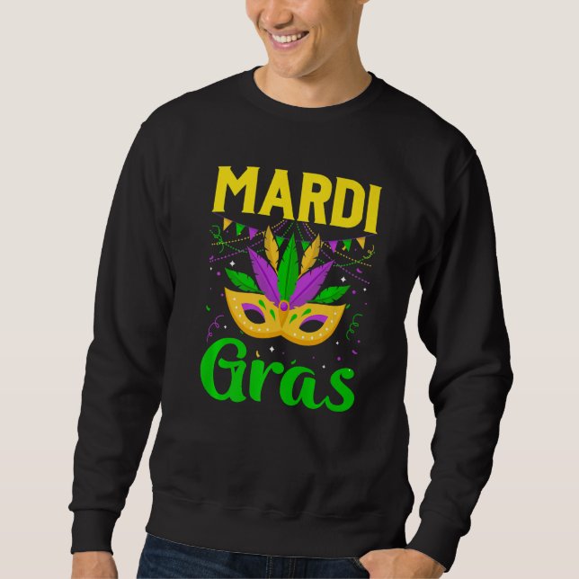 Mardi Gras Mask Beads Carnival Costume New Orleans Sweatshirt (Vorderseite)