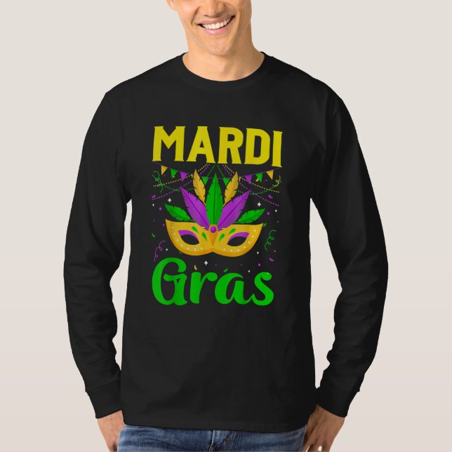 Mardi Gras Mask Beads Carnival Costume New Orleans T-Shirt (Vorderseite)